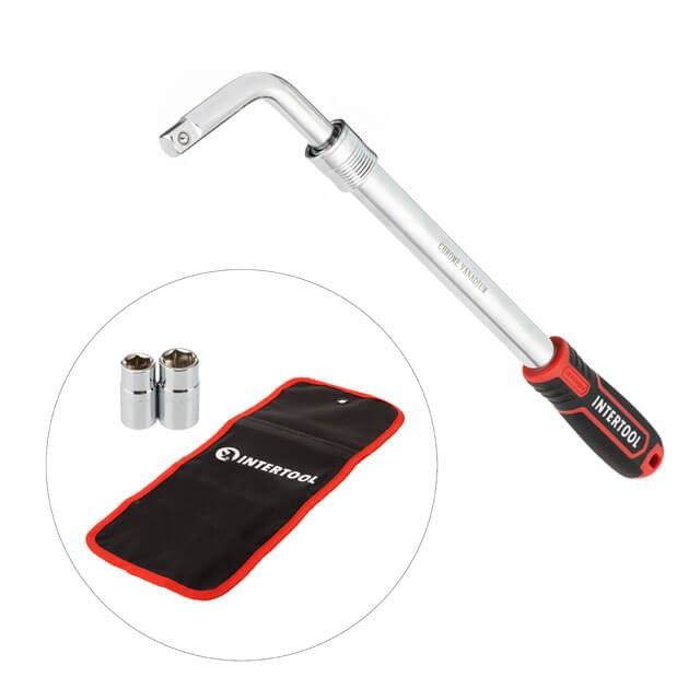 Ключ баллонный телескопический 1/2", 17-19, 21-23мм, STORM, Cr-V, чехол INTERTOOL HT-1601