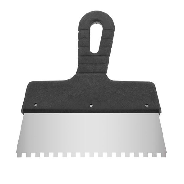 Шпатель из нержавеющей стали 200мм с зубом 6x6мм INTERTOOL KT-2206