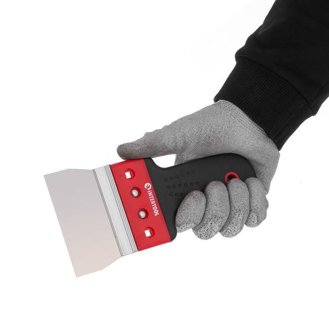 Шпатель из нержавеющей стали 100 мм, проф INTERTOOL KT-2670