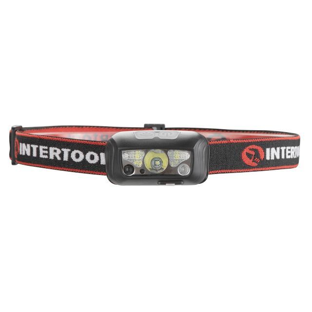 Фонарь налобный аккумуляторный, 6 режимов работы, сенсор, STORM INTERTOOL LB-0310