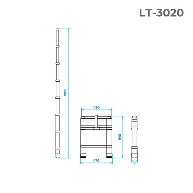 Лестница алюминиевая, телескопическая, 6 ступ., 1.98 м INTERTOOL LT-3020