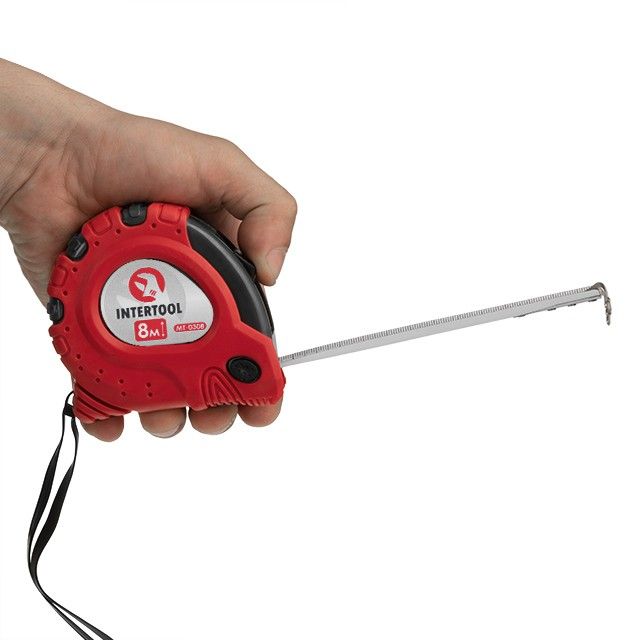Рулетка с фиксатором 8м "Супер Магнит", blister INTERTOOL MT-0308