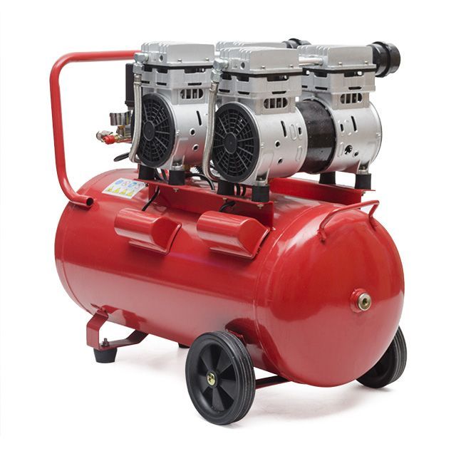 Компрессор 50л, 2х0.75 кВт, 220В, 8атм, 290л/мин, 1400 об/мин, малошумный, безмасляный, 4 цилиндра INTERTOOL PT-0023