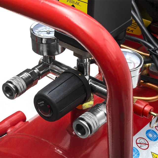 Компрессор 50л, 2х0.75 кВт, 220В, 8атм, 290л/мин, 1400 об/мин, малошумный, безмасляный, 4 цилиндра INTERTOOL PT-0023