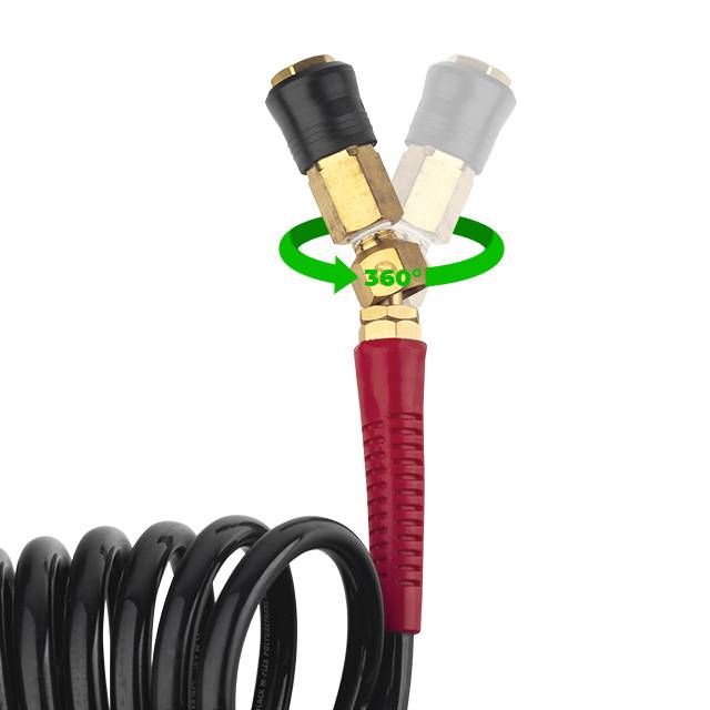 Шланг BLACK M-Flex 6.5х10мм, 20м спиральный полиуретановый c поворотным шарниром, латунными быстроразъемными соединениями STORM INTERTOOL PT-1795