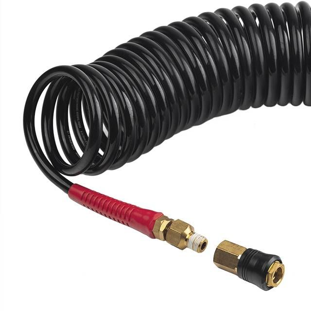 Шланг BLACK M-Flex 6.5х10мм, 20м спиральный полиуретановый c поворотным шарниром, латунными быстроразъемными соединениями STORM INTERTOOL PT-1795