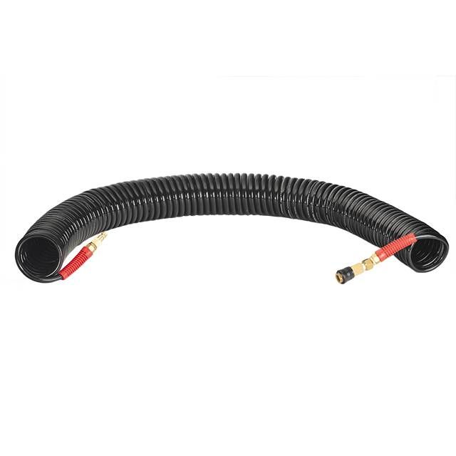 Шланг BLACK M-Flex 8х12мм, 20м спиральный полиуретановый c поворотным шарниром, латунными быстроразъемными соединениями STORM INTERTOOL PT-1798