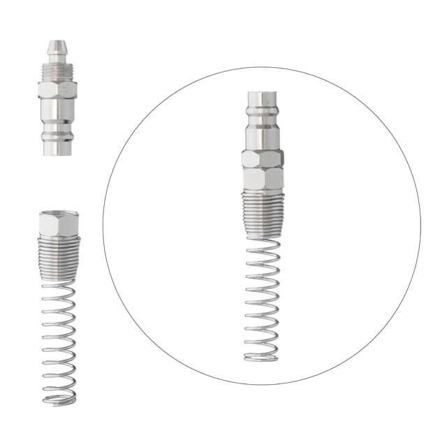 Переходник с пружиной со спирального или прямого шланга 5,5×8 мм на ответную часть быстроразъемного соединения INTERTOOL PT-1835