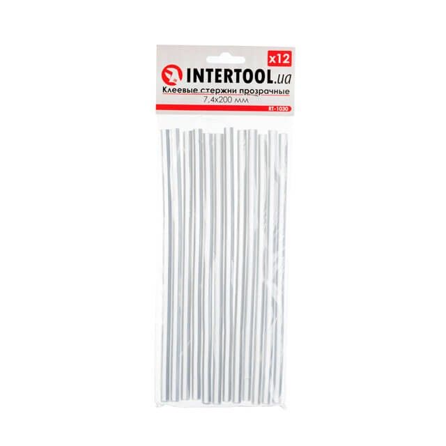 Комплект прозрачных клеевых стержней 7.4*200 мм, 12 ед. INTERTOOL RT-1030