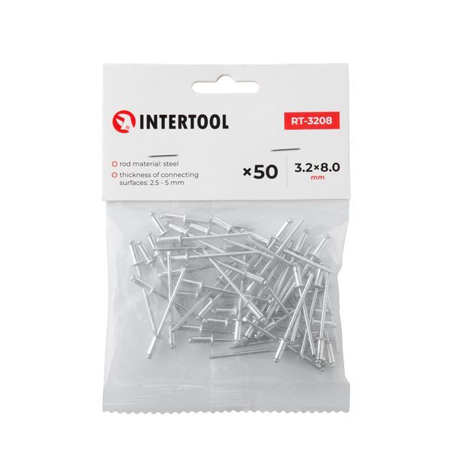 Заклепка алюминиевая 3.2*8.0 мм, 50 ед. INTERTOOL RT-3208