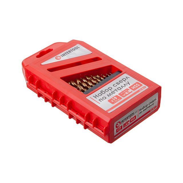 Набор сверл по металлу HSS, покрытие Ti, 1.0-10.0 мм, 19 ед. INTERTOOL SD-0019