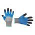 Перчатка трикотажная, усиленная, 8", покрытие ладони вспененным латексом синего цвета, покрытие пальцев морщинистым латексом черного цвета INTERTOOL SP-0105
