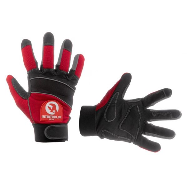 Перчатка Microfiber со вставками спандекса и неопрена, 9", эластичный манжет на липучке INTERTOOL SP-0141
