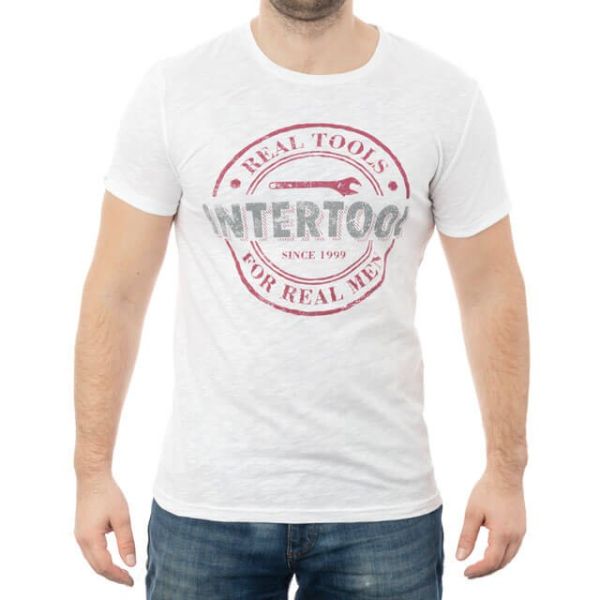 Футболка светло-серая меланж, 100% хлопок, M INTERTOOL