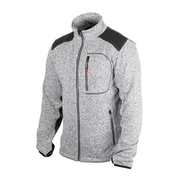 Куртка вязанная SOFTSHELL, серого цвета с черными вставками, ткань 100% полиэстер 270G, с карманом на груди и двумя боковыми, M INTERTOOL SP-3112