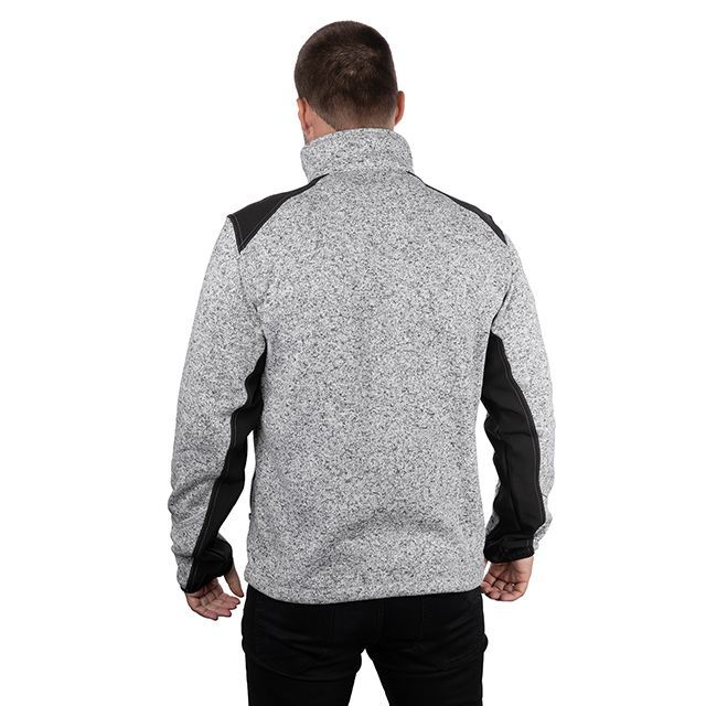 Куртка вязанная SOFTSHELL, серого цвета с черными вставками, ткань 100% полиэстер 270G, с карманом на груди и двумя боковыми, L INTERTOOL SP-3113