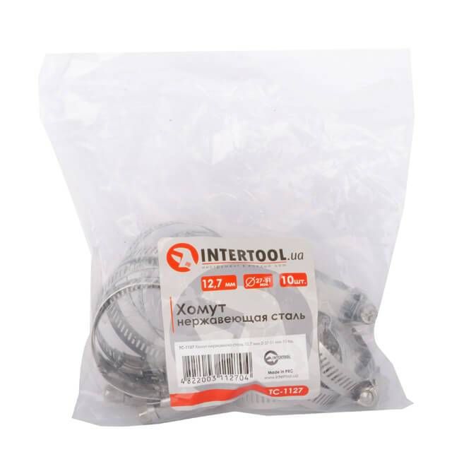 Хомут нержавеющая сталь 12,7 мм, D 27-51 мм INTERTOOL TC-1127