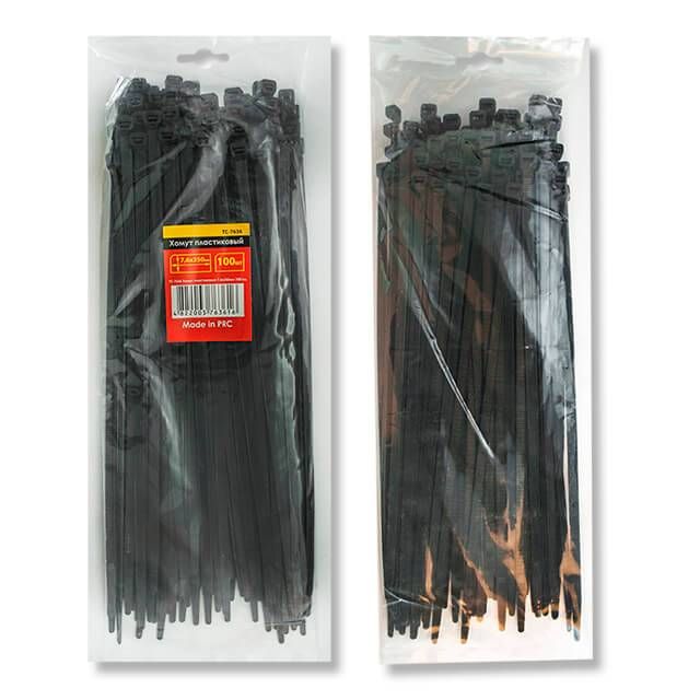 Хомут пластиковый 2,5*100 мм, черный, 100 ед. INTERTOOL TC-2511