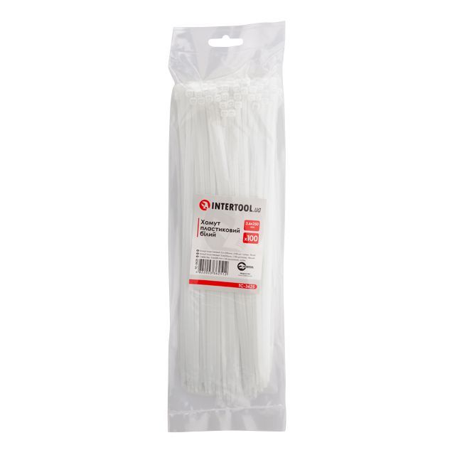 Хомут пластиковый 3,6*250 мм, белый, 100 ед. INTERTOOL TC-3625