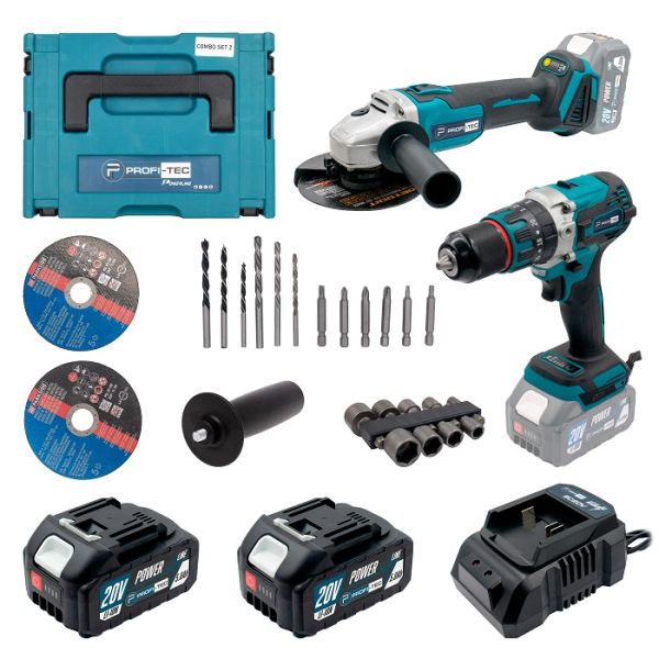 Акумуляторний набір інструментів PROFI-TEC Combo Set 2/3 POWERLine (DGA20BL, DHP485BL) (2×PT2040MP (4.0 Аг), зарядний пристрій) Акумуляторний набір інструментів PROFI-TEC Combo Set 2/3 POWERLine (DGA20BL, DHP485BL) (2×PT2040MP (4.0 Аг), зарядний пристрій)