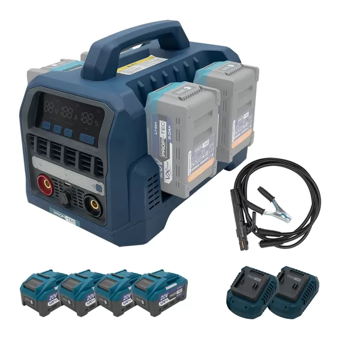 Акумуляторний зварювальний апарат PCWM12080VX Max (4×PT2080VXmax (8.0 Aг), зарядний пристрій 2х QBCD20/4 quick