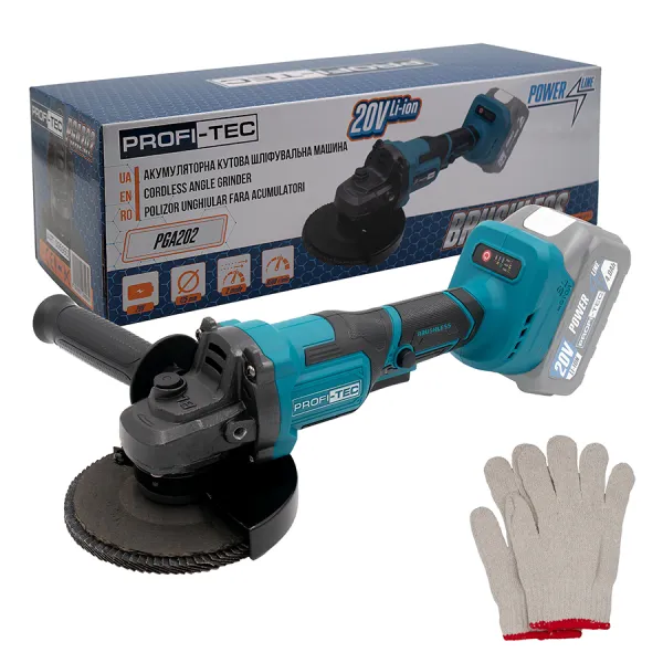 Акумуляторна кутова шліфувальна машина PROFI-TEC PGA202 POWERLine (без акумулятора та зарядного пристрою) Акумуляторна кутова шліфувальна машина PROFI-TEC PGA202 POWERLine (без акумулятора та зарядного пристрою)