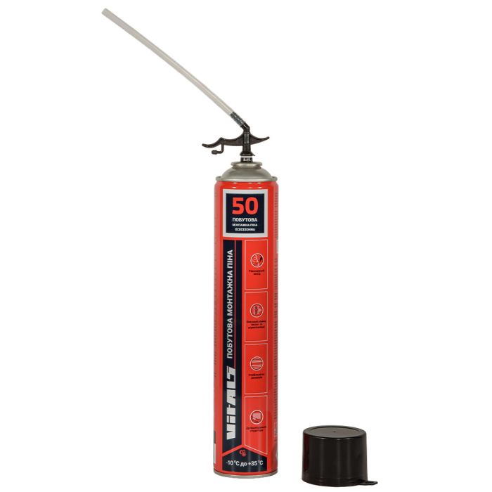 Піна монтажна побутова із трубочкою всесезонна 50 л 750 мл Vitals Fix