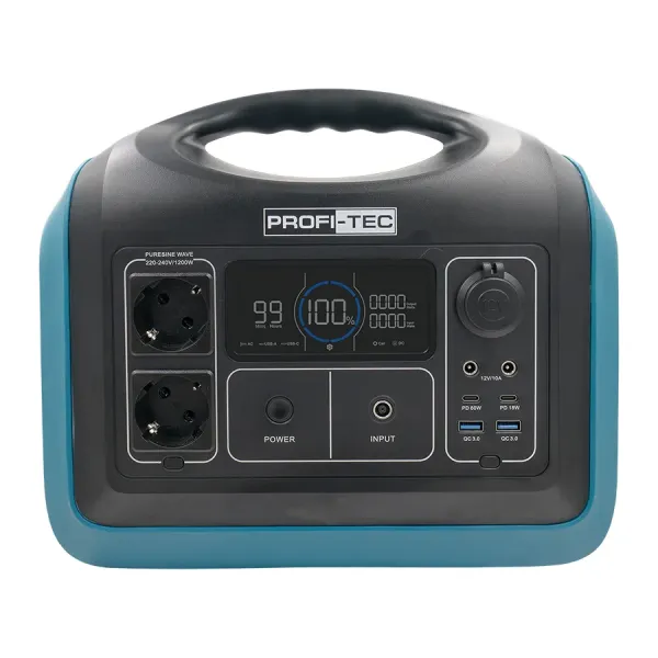 Портативна зарядна станція PROFI-TEC PPS1200 LiFePO₄ (1200 Вт, батарея 992 Вт⋅год) Портативна зарядна станція PROFI-TEC PPS1200 LiFePO₄ (1200 Вт, батарея 992 Вт⋅год)