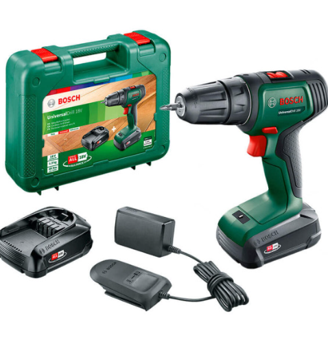 Акумуляторний дриль-шурупокрут Bosch UniversalDrill 18V з 2 акб 1.5 Ah і з/п, у кейсі 06039D4002 Акумуляторний дриль-шурупокрут Bosch UniversalDrill 18V з 2 акб 1.5 Ah і з/п, у кейсі 06039D4002
