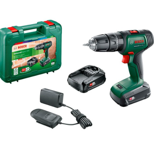 Ударний акумуляторний дриль-шурупокрут Bosch Universal Impact, з 2 акб 18V 1.5Ah та з/п AL 1810 CV, у кейсі 06039D4102 Ударний акумуляторний дриль-шурупокрут Bosch Universal Impact, з 2 акб 18V 1.5Ah та з/п AL 1810 CV, у кейсі 06039D4102