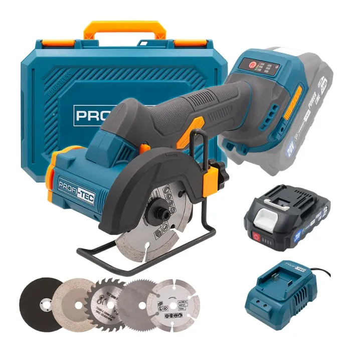 Акумуляторна універсальна дискова пила PROFI-TEC PWS390 UltraCore (1×PT2520MP (2.5 Аг), зарядний пристрій)
