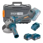 Аккумуляторная угловая шлифовальная машина PROFI-TEC PPGA203 UltraCore (2×PT2040VX (4.0 Ач), зарядное устройство)