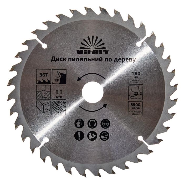 Диск пиляльний Vitals по дереву 180x22.2/20, ATB 36