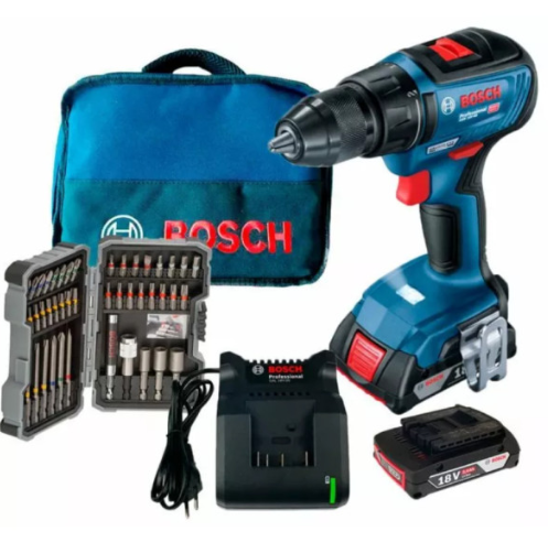 Акумуляторний шурупокрут Bosch GSR 18V-50 Professional, 2 акб GBA 18 V 2 Ah і з/в, у сумці, набір біт 43 шт