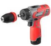 Дрель-шуруповерт аккумуляторная 12 В, 30 Nm, 0-350/0-1300 об/мин, 0.8-10 мм, литий-ион, 1.5 Ач, съемный патрон INTERTOOL DT-0314