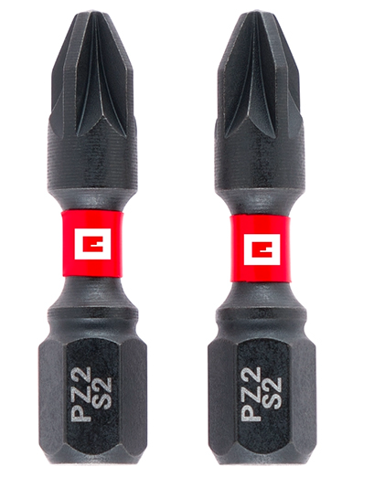 Біта подвійний торсіон ударна 30 мм, S2, PZ2, 2 шт, Einhell