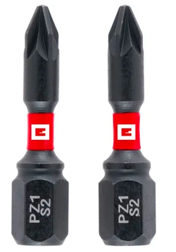 Біта подвійний торсіон ударна  30 мм, S2, PZ1, 2 шт, Einhell