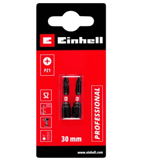 Біта подвійний торсіон ударна  30 мм, S2, PZ1, 2 шт, Einhell