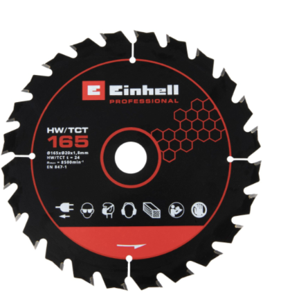 Einhell TCT/HW диск до циркулярної пили, 165х20x1.2 мм, 24 зубців