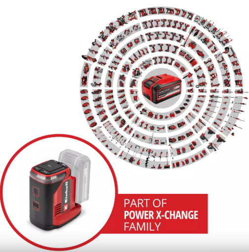 Інвертор акумуляторний Einhell TE-ES 18/150/1 Li-C-Solo (1091310) X-Change (без акум.), 18 В, 150 Вт, дисплей, 1 розетка 220 В, LED-фонар, 