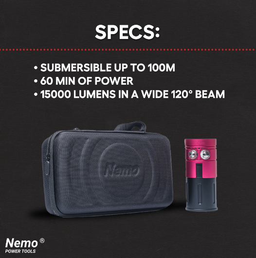 Акумуляторний підводний ліхтар для дайвінгу Nemo Flood Light V3 — 15000 Lumens