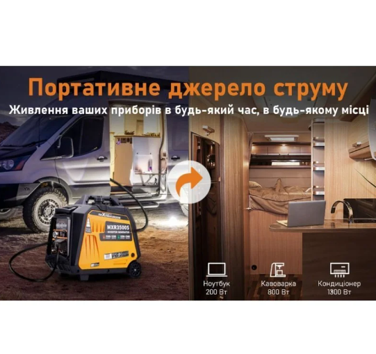 Генератор газобензиновий інверторний MaXpeedingRods MXR3500S, Електричний старт, режим ECO, Пульт
